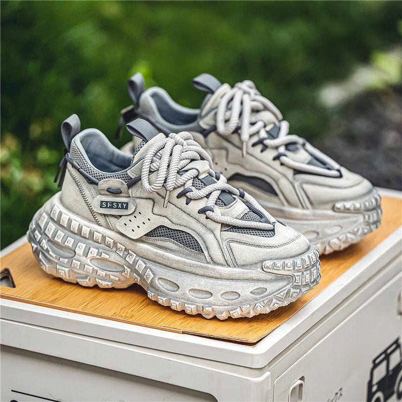 Men's Shoes Are Fashionable and Versatile, and the Thick Sole Increases the Height of Forrest Gump Shoes. 2025 Spring New Dad Shoes Are Breathable Spo