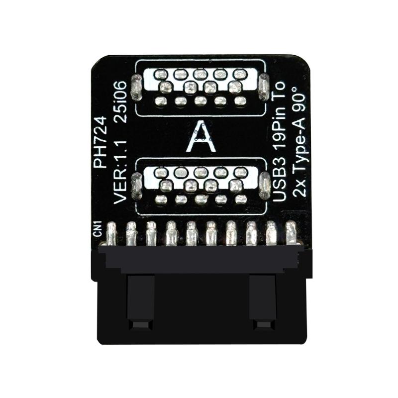 Double Port USB3.0 Adapter Converting 19 pin Motherboard Connector to 2 Type A Female Port Fast Data Transfer Flexible