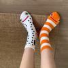 Striped Conger Eel Mid-Calf Socks - Cute & Funny Xiaohongshu Style for Spring & Autumn