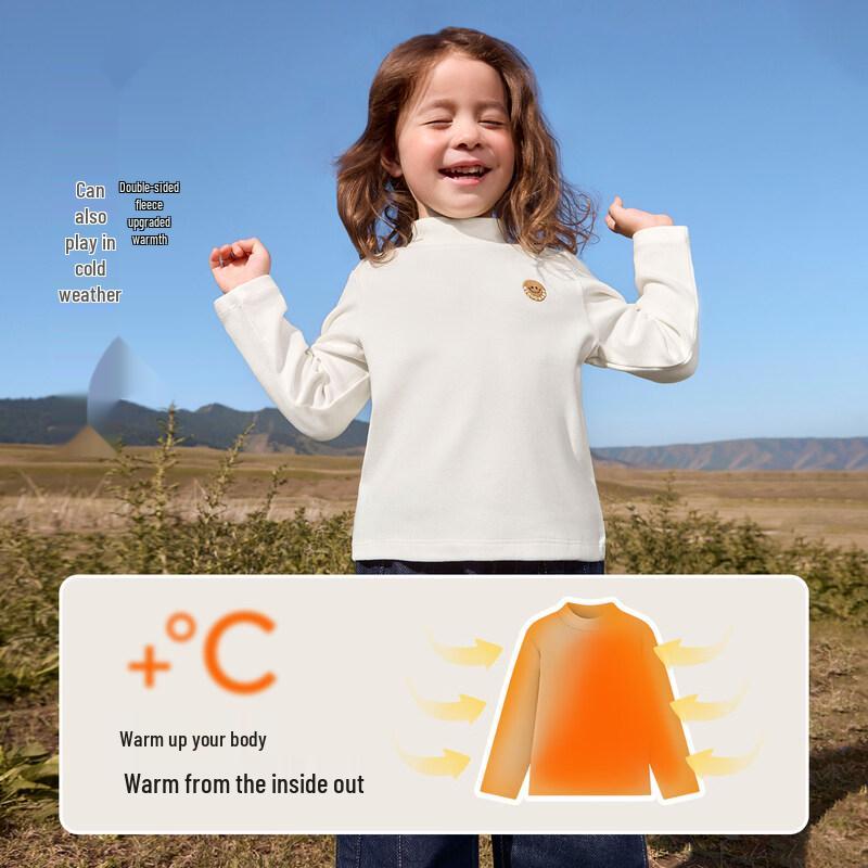Nidoxiong Kids' Lyocell Wool Half-High Collar Long-Sleeve T-shirt