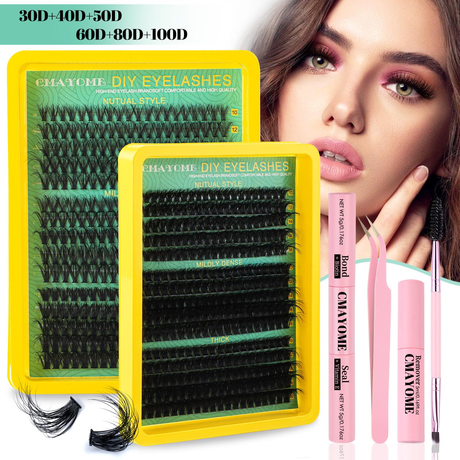 

Thick Dd Curly Warped Mixed False Eyelashes 10-16M Simulated Single Cluster Grafted Eyelashes