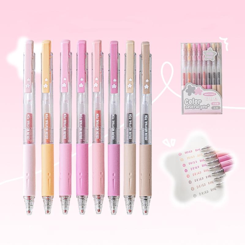 

Набор из 8 ручек нейтральных цветов Seasons, засушенная роза и голубой бриз, многоцветные шариковые ручки 0,5 мм для письма и рисования
