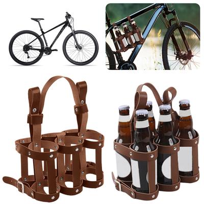 6 Pack Portable Beer Holster Multifunction Beer Bottle Holder Creative Beer Storage Rack Leather for Outdoor Camping