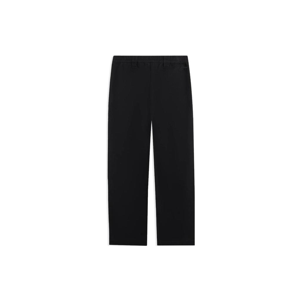 Li-Ning Pure Color Logo Print Knit Sports Pants With Side Pockets Unisex Bottoms Black AKXSC57-2