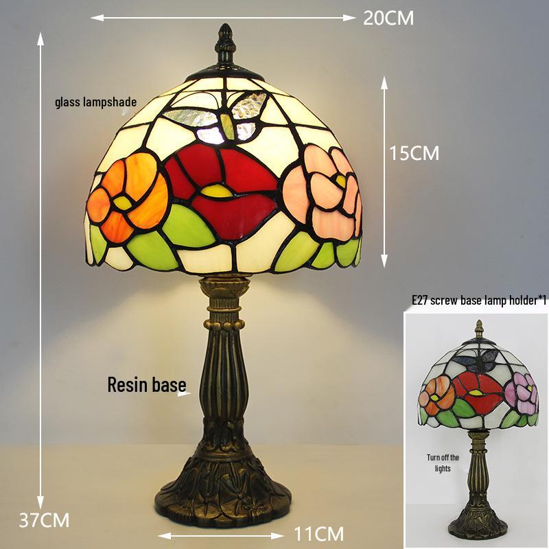 Tiffany Vintage Stained Glass Table Lamp for Bedside or Cafe