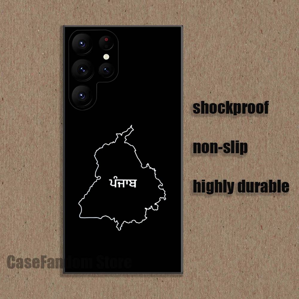 

ART Punjab Map Phone Case For Samsung S26,S25,S24,S21,S22,S23,S30,Ultra,S20,Plus,Fe,Lite,5G Black Cover Samsung S26Plus
