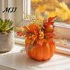 Halloween Atmosphere Enhancers Fall Pumpkin Table Ornament, Artificial Foam with Flower, Maple Realistic Decor Leaves, Berry for Autumn Harvest