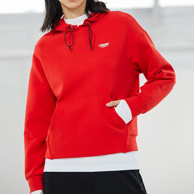 Anta Training Series New Year Edition China Ice And Snow Logo Hooded Sweatshirt Women sweatshirt Classic-Red 162217755-2