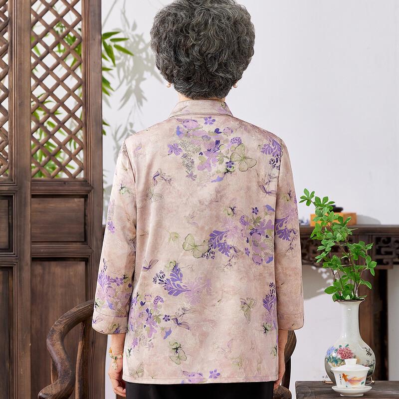 Women's Mid-Aged & Elderly Summer Floral 3/4 Sleeve Blouse