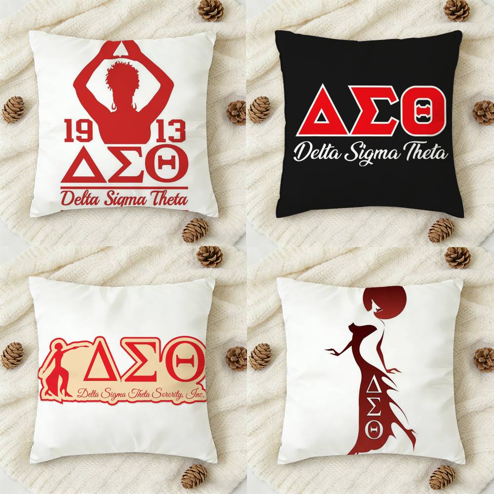 DDelta Sigma Theta Button Doublesided Printed Square Decorative Cushion Cover for Sofa Living Room Home Decor