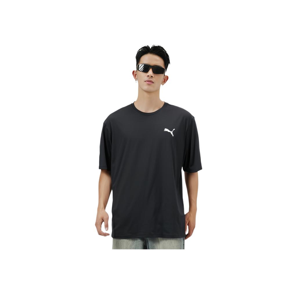 Puma Run Favorite Velocity Tee Solid Color Casual Crew Neck Straight Short Sleeve T-Shirt Men Tops Black 525456-01