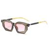  Polygon Women Double Color Sunglasses Fashion Clear Lens Glasses Frame Men Punk Rivets Unique Sun Glasses UV400