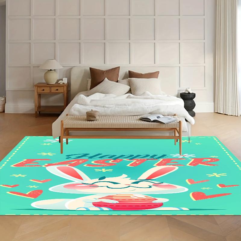 Grüne Teppiche Frohe Ostern Teppiche für Wohnzimmer Heimdekoration Weiche E-Sport Stuhlmatte Weiche Teppiche Geschenk Alfombra Teppiche für Schlafzimmer