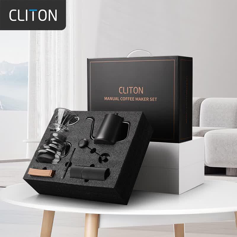 CLITON Manual Coffee Grinder and Pour-Over Brewing Kit