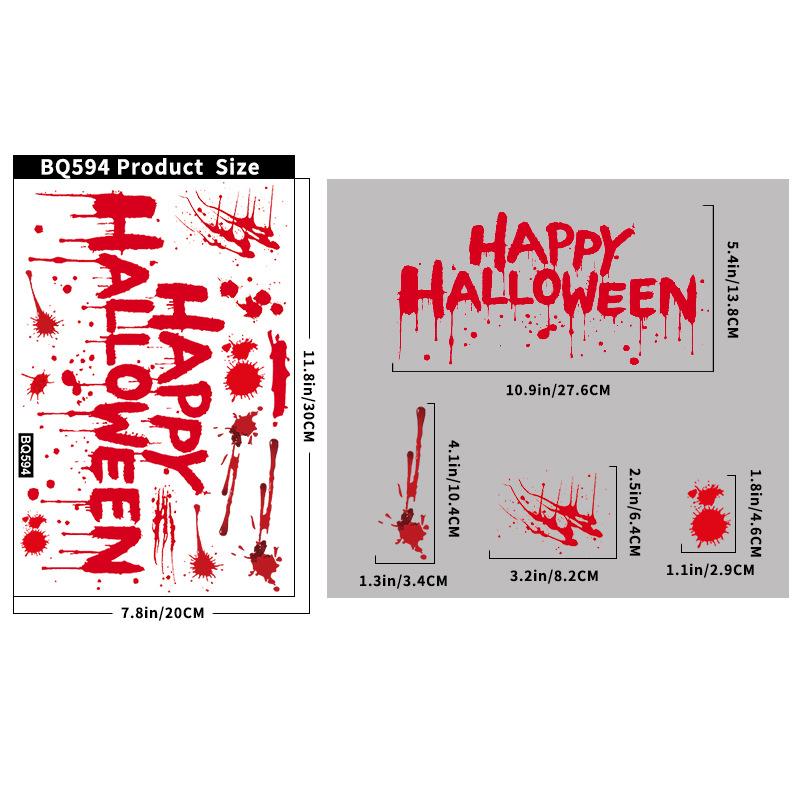 Halloween Shopping Mall Window Ghost Horror Sticker Explosion Halloween Party Decoration Blood Handprint Static Sticker