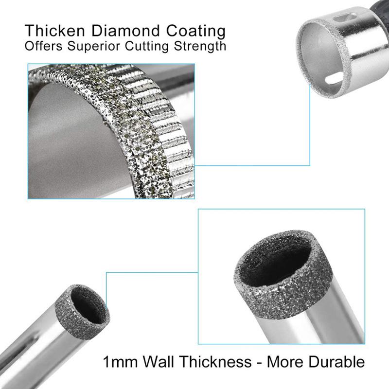 Drill Bit Set Diamond Coated Marble Glass Ceramic Porcelain Tile Granite Stone Bottles Hole Saw Cutter Power Construction Tool