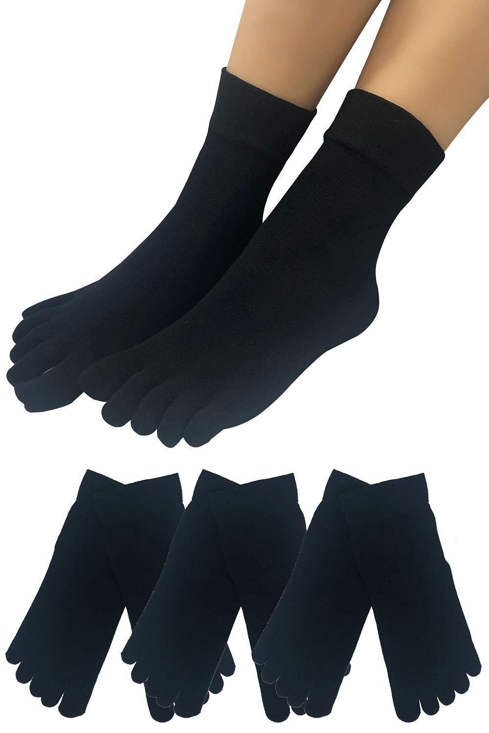 

Аутентичные Сделано из шелка Гладкие и Газопроницаемые Эластичные 3 размера Женские носки с пятью пальцами, Япония, Хлопок, Прохладные, Носки генерального директора, Защита от жары, Антибактериальные, чёрный