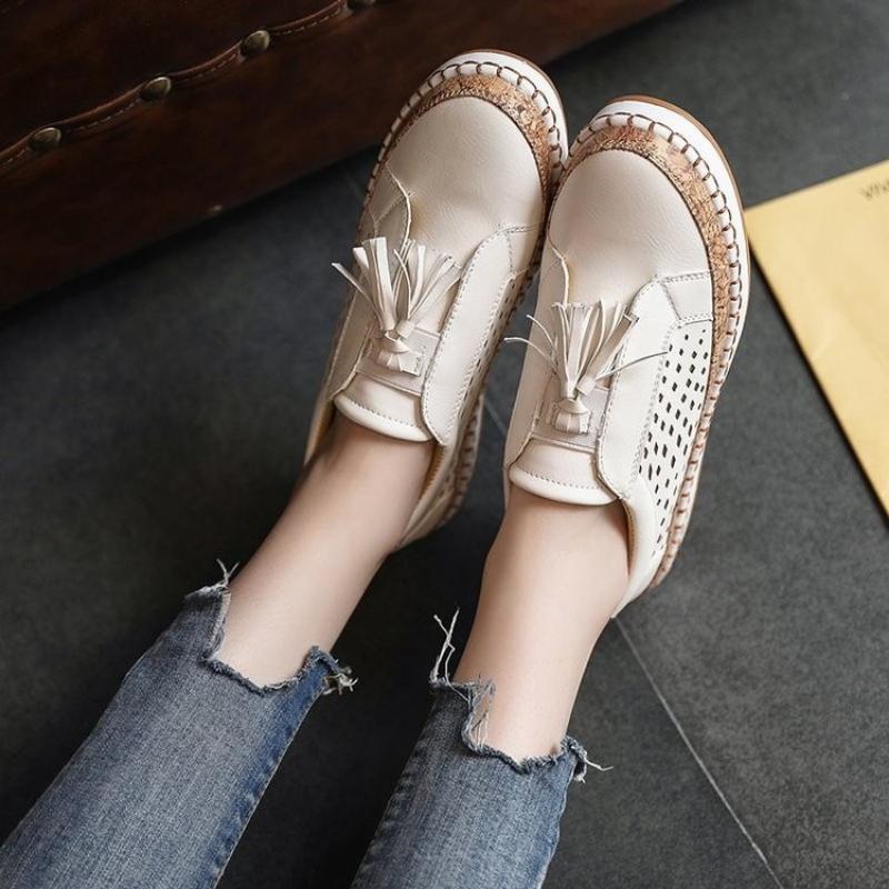 Plus Size Women Flats 2024 Breathable Hollow Out Flat Shoes Women Comfort Casual Shoes Women Round Toe Shoes Zapatos De Mujer