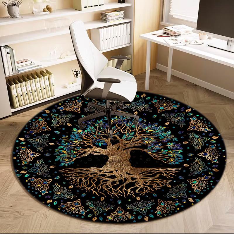 1Pc Celtic Tree of Life theme Printed circular carpet, home door mat, outdoor travel protection carpet A16