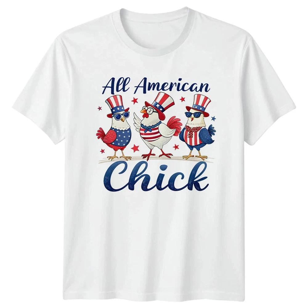 Унисекс Футболка All American Chick Подарок на 4 июля S