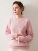 Efterår/Vinter 3D Diamant Flettet Cashmere Sweater - Dame Rund Hals, Langærmet, Ensfarvet, Varm & Komfortabel