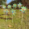 AEE4-Reflective Pinwheels Wind Spinner, Extra Sparkly Pinwheel With Stakes, Bird Repellent Blinder Devices