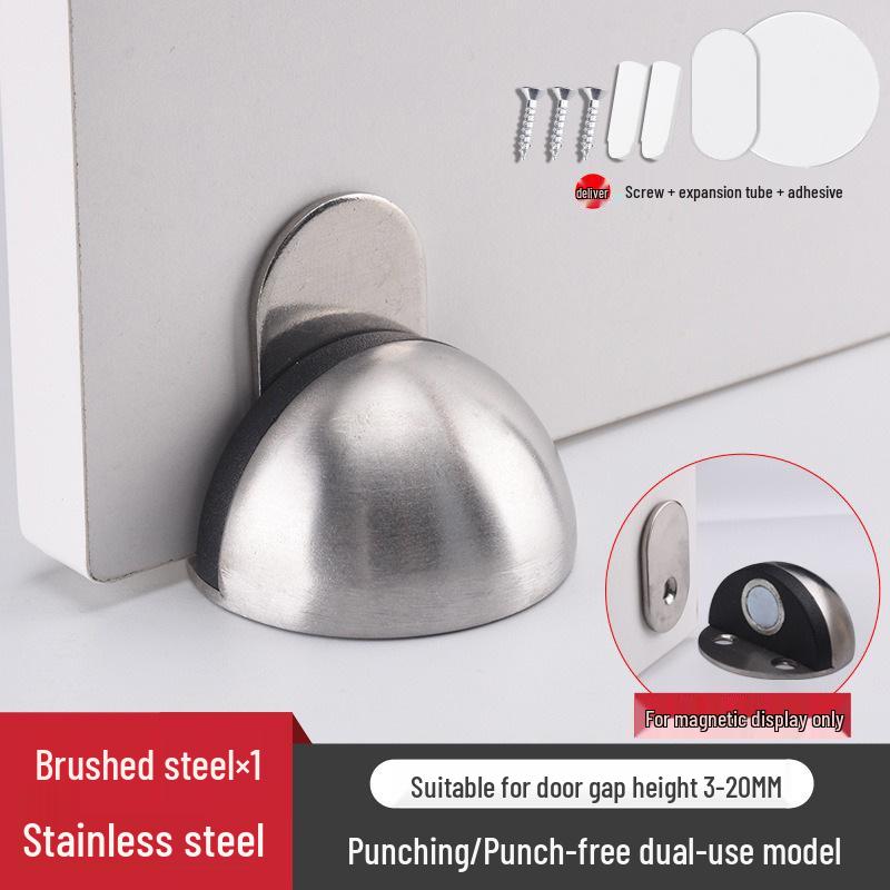 304 Stainless Steel Magnetic Turtle Top Door Stopper, Anti-Collision Floor Bumper & Rubber Limiter