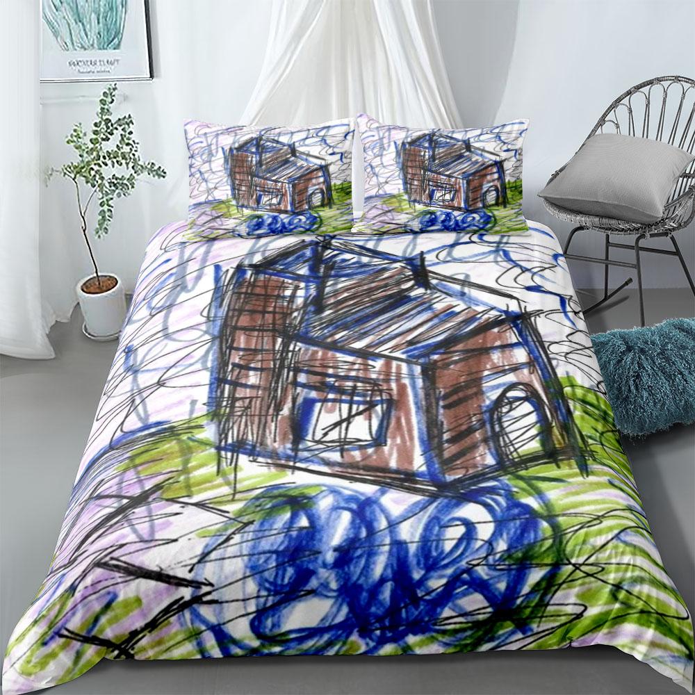 Homework Painting Draft Customized Duvet Cover Set King Queen Double Full Twin Single Size Bed Linen Set