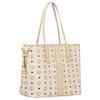 MCM Liz Potahovaná Canvasová Taška s Koženým Písmenem, Tote Bag, Nákupní Taška, Kabelka Střední Dámská Béžová & Černá MWPCSVI01I8001