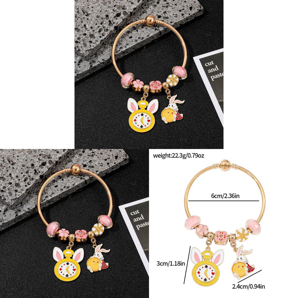 Alice In Wonderland Childrens Bracelet With Zinc Alloy Charm For Travel Gift