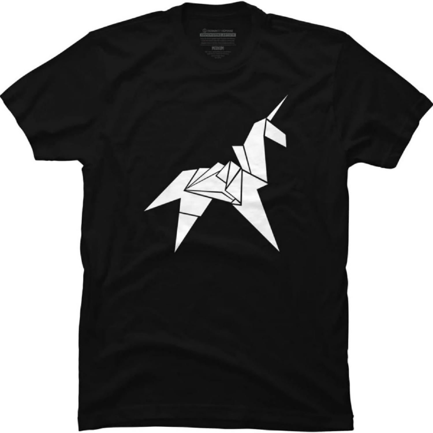 Design By Humans Men s Origami Unicorn by BeeryMethod T-Shirt - - S
