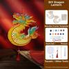 Carved Wood Dragon Fish Lantern Three-Dimensional Hand-Painted Mythical Creature Lamp Mythological Hanging Rope