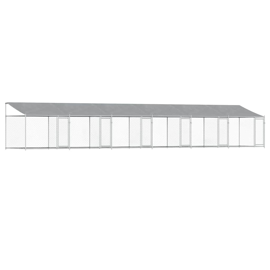 Vidaxl Dog Cage, With Roof and Door, Grey, 12X2X2 M, Steel