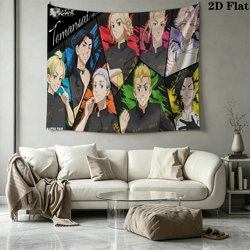 Tokyo Revengers Wall Tapestry Aesthetic Wall Hanging Printed Fabric Blanket Decorative Tapestries for Bedroom Living Room Home Decor