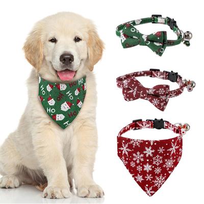 Pet Collar Adjustable Size Buckle Design Non-Fading Breathable Anti-suffocation Santa Claus Pet Triangular Scarf