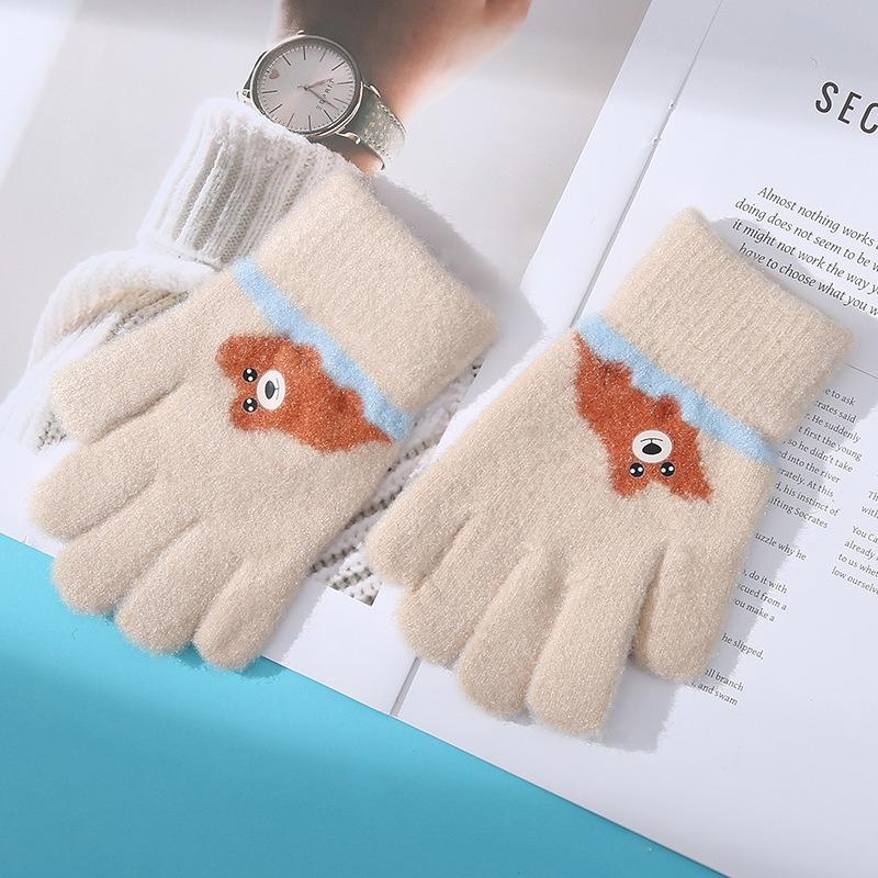 

Детские перчатки зимние пятипалые теплые перчатки для мальчиков и девочек для катания, письма, милые осенне-зимние детские перчатки от холода recommended 5-8 years old бежевый