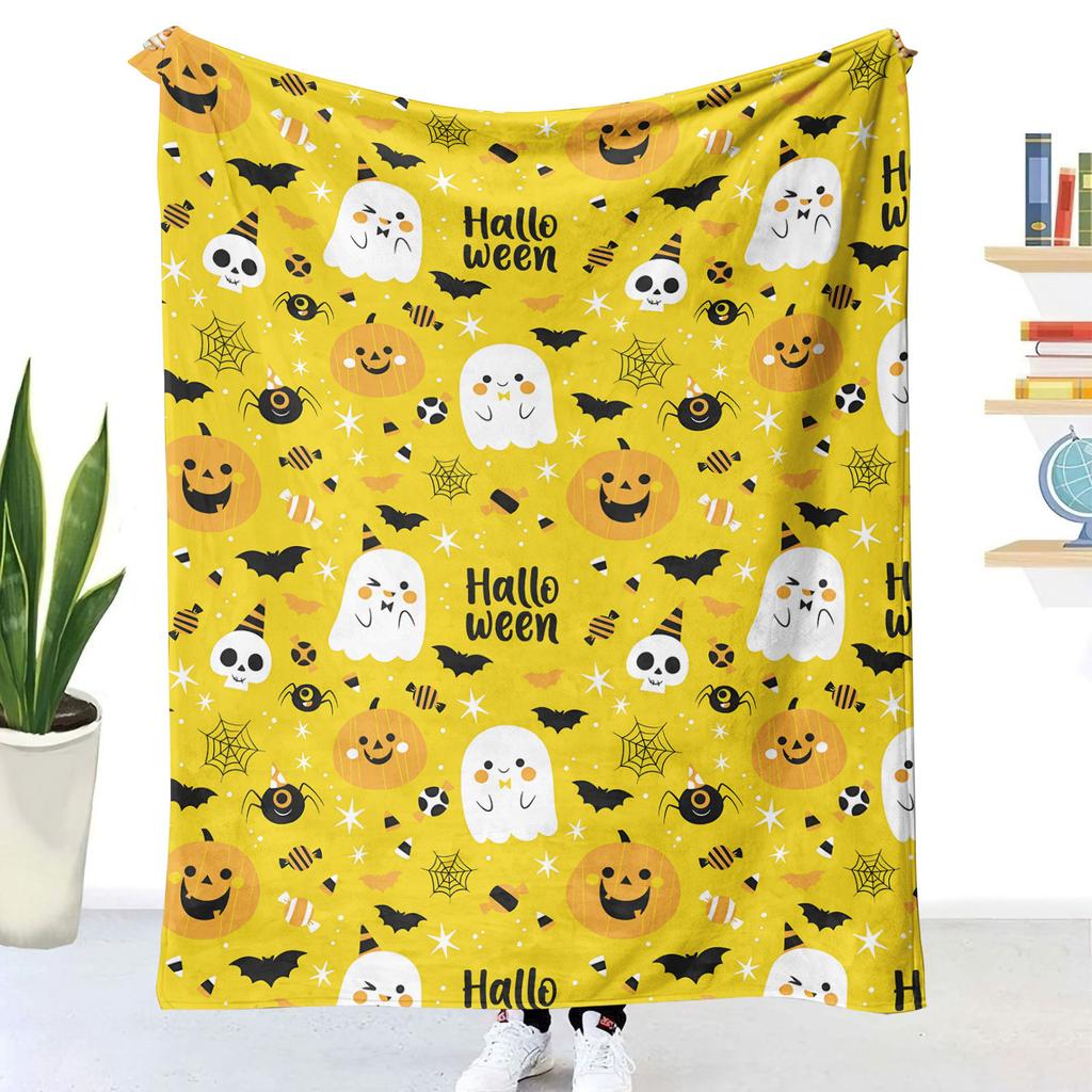 3D Printed Flannel Halloween Blanket Thickened Double-Layer Multifunctional Decorative Blanket Air Conditioning Blankets 150x200