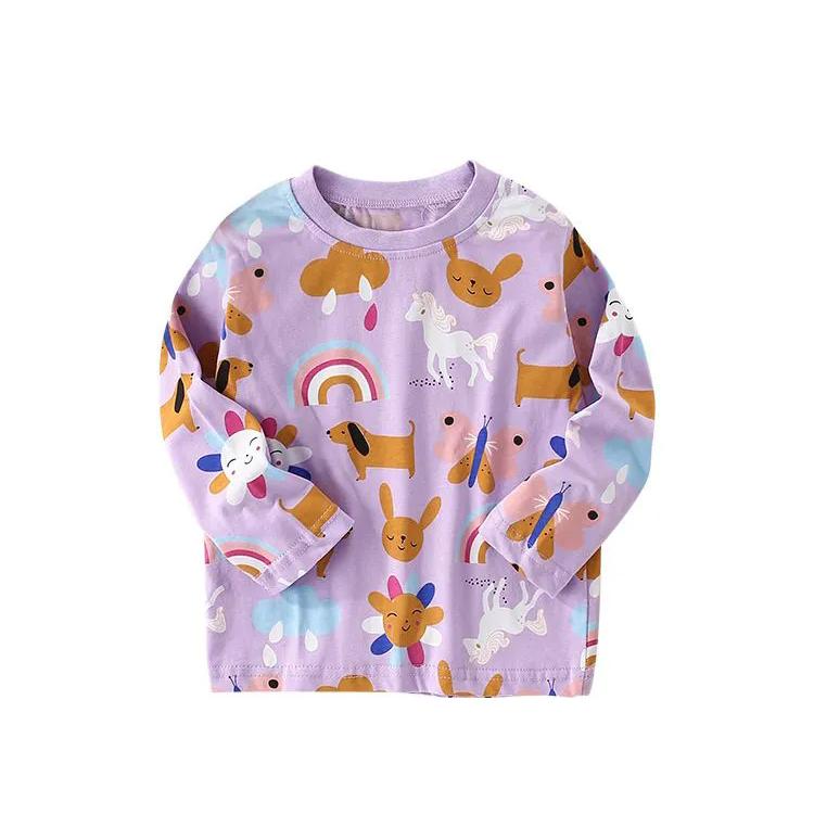 Girls T-shirts For Small And Medium-sized Children's Casual Round Neck Long-sleeved Bottoming Shirts For Children's Tops