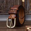 Thickened Pure Cowhide Copper Buckle Belt Men's Genuine Leather Pin Buckle Trendy Retro Jeans Belt