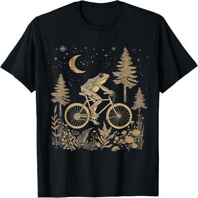 Cottagecore Frog Bicycle Funny Aesthetic T-Shirt