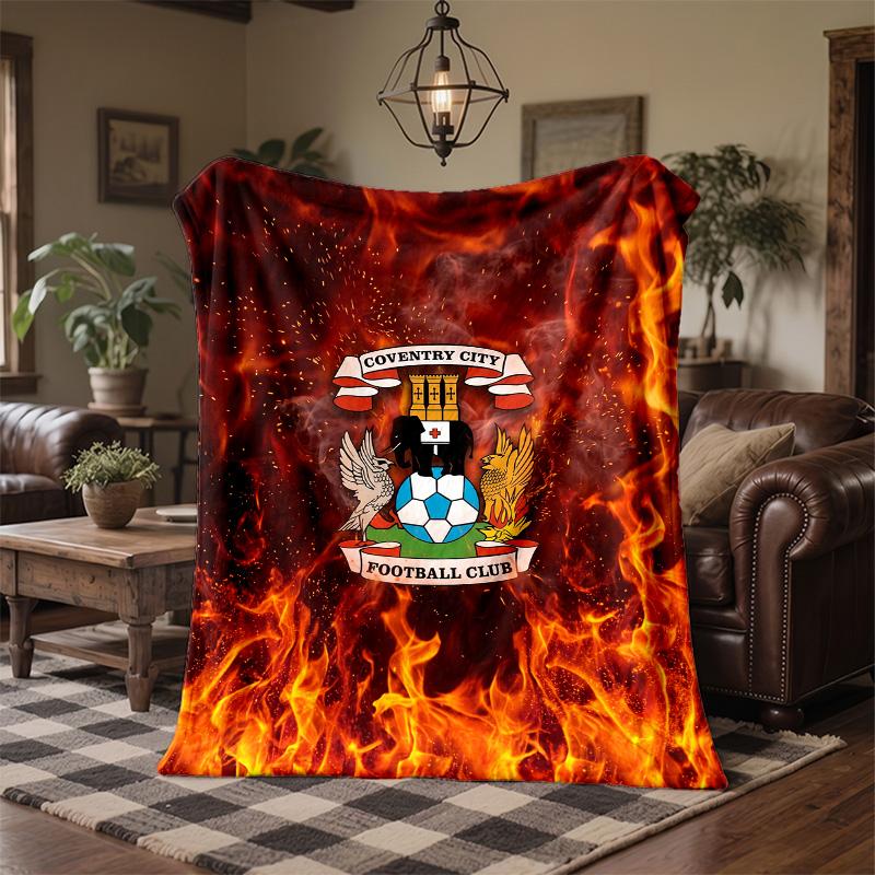 Coperta in Flanella con Stampa Coventry City Calcio Morbida Calda Coperta da Divano Letto per Casa Ufficio Camera da Letto
