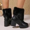 Shoes Female 2024 Hot Sale Ankle Women's Boots Rome Modern Boots Women Round Toe Chunky Heels Back Zip Plus Size Shoes Women