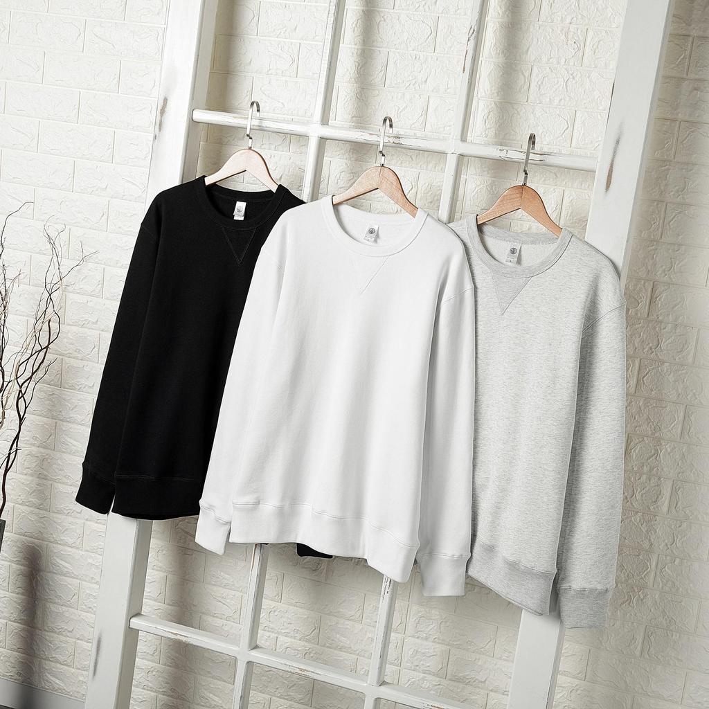 Herren Locker Geschnittenes Dickes 380g Reiner Baumwolle Sweatshirt - Warm, Einfarbig, Kapuzenloser Pullover für Herbst/Winter, Unisex.