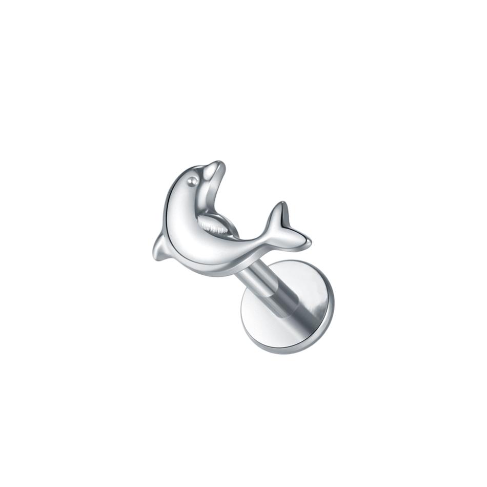 Titanium Internal Threaded 16G Animal Series Snake Cat Fish CZ Labret Piercing Jewelry Conch Helix Cartilage Earring Stud