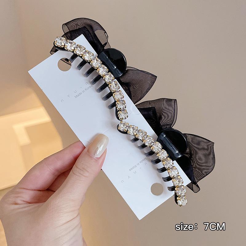 Elf Ear Bow Princess Pearl Hair Clip, Small Claw for Side Bangs, Sweet Temperament Hair Accessory for Women