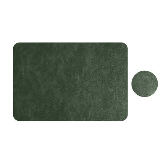 Faux Leather Placemat Coaster Dining Table Heat Insulation Pad Dual Side Waterproof Placemat for Kitchen Countertops Dining Tables