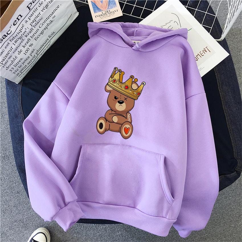 Fashion Cartoon Women's Hoodie Teddy Bear Print Hoodies Women Streetwear Pullover Harajuku Unisex Sweatshirt Oversized Clothes