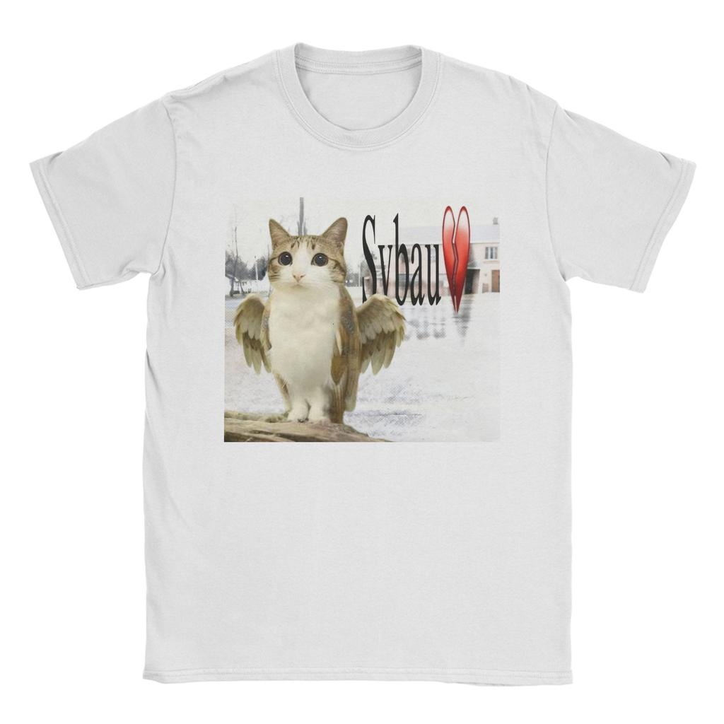 Sybau Meowl Kočičí sova Kočičí trička pro muže Vintage tričko z čisté bavlny S kulatým výstřihem Krátký rukáv Trička Dárková trička