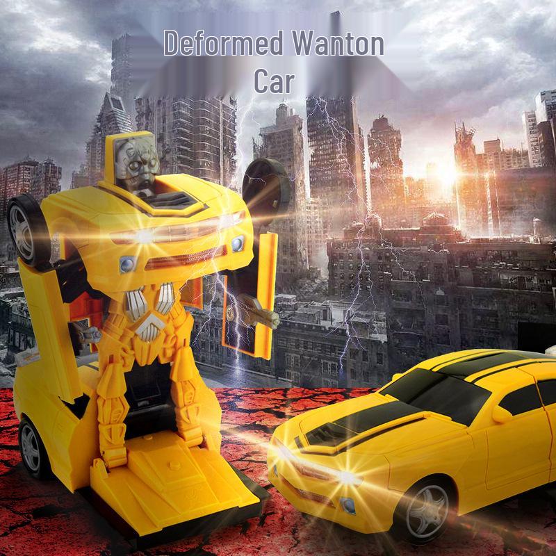 Luminous Musical Dancing Electric Toy Car: Transforming Robot with Universal Wheels - Perfect Gift for Boys