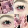 Red-Brown Eyeshadow Palette, Sweat-Proof, Easy To Apply, Earth Tones, Gray, Pink, Purple, All Matte, Low Saturation, Daily Light Makeup for Students